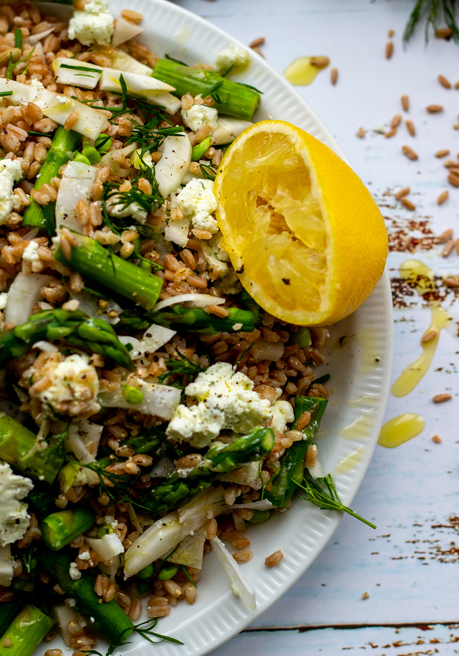 Photo of Farro & Fresh Greens Salad with Dill Chèvre