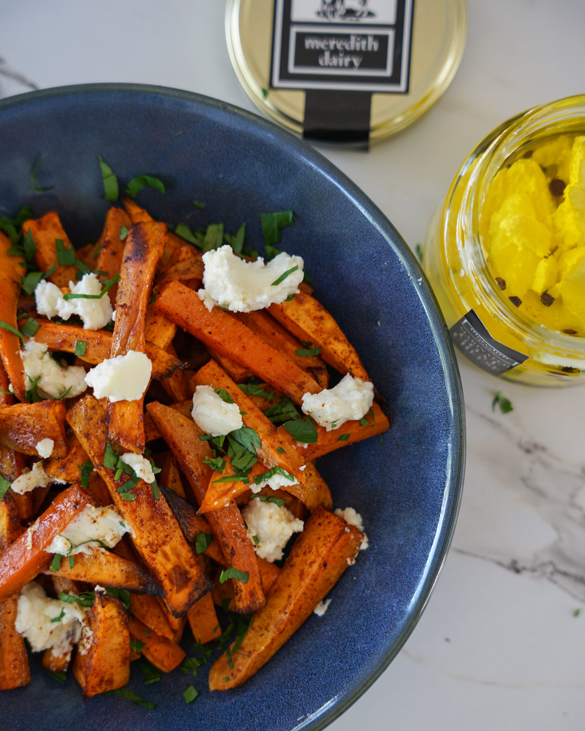 Photo of Sweet Potato Chips with Marinated Goat Cheese
