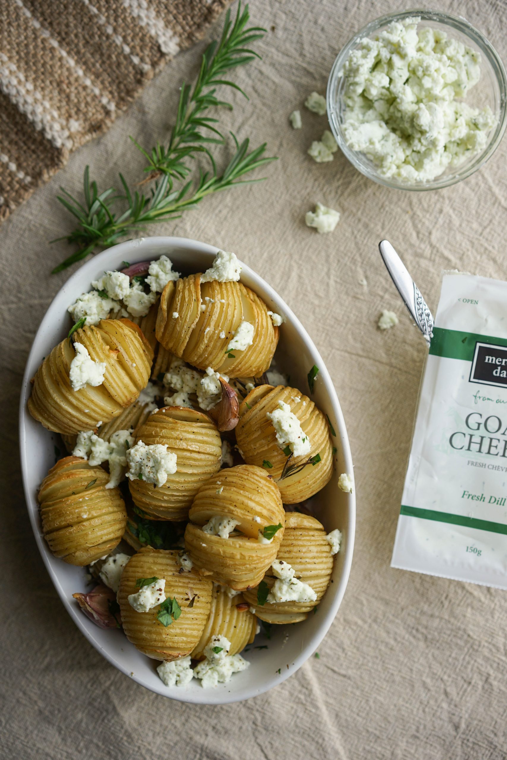 Photo of Crispy Hasselback Potatoes with Dill Goat Cheese