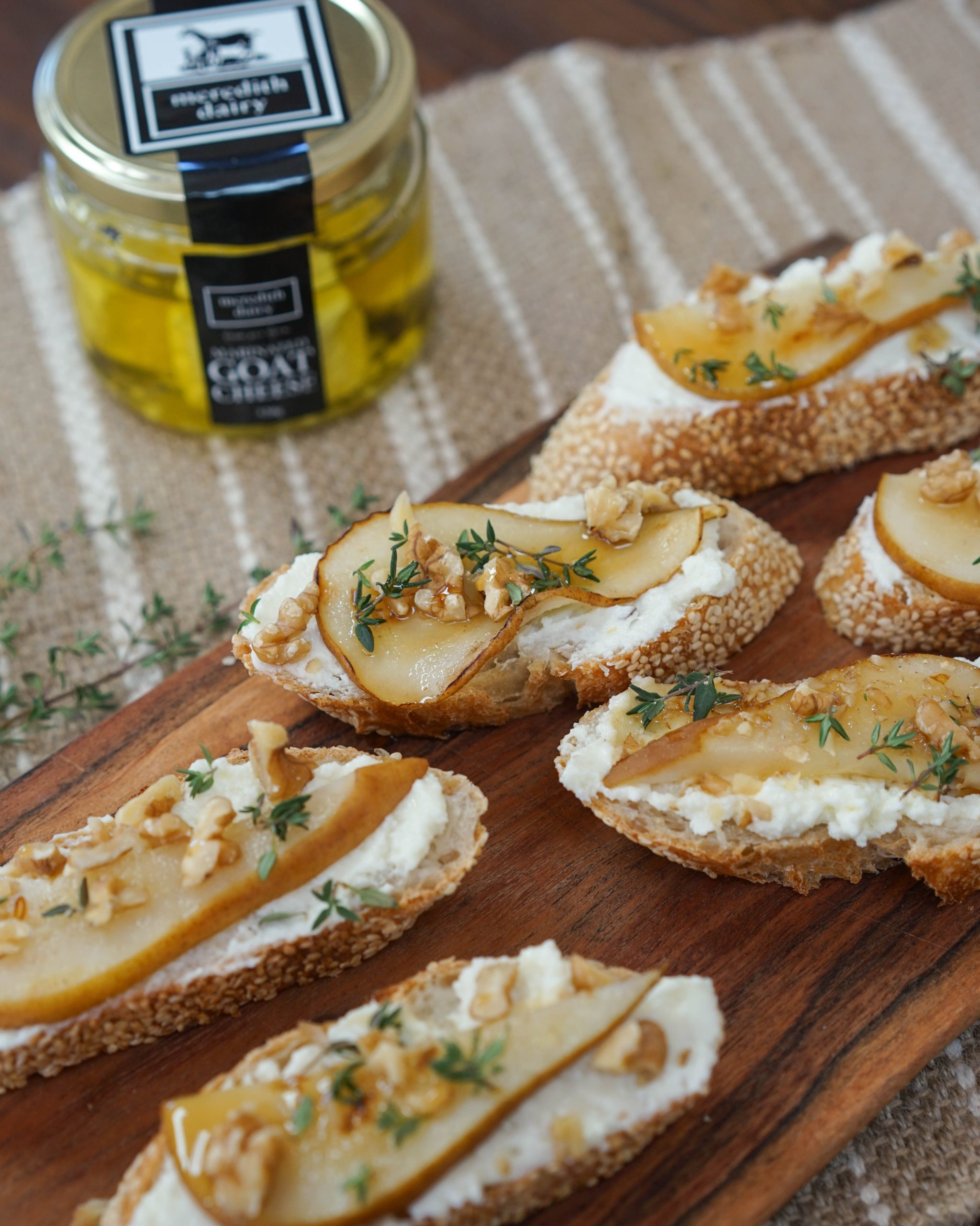 Photo of Pear & Maple Syrup Crostinis with Marinated Goat Cheese