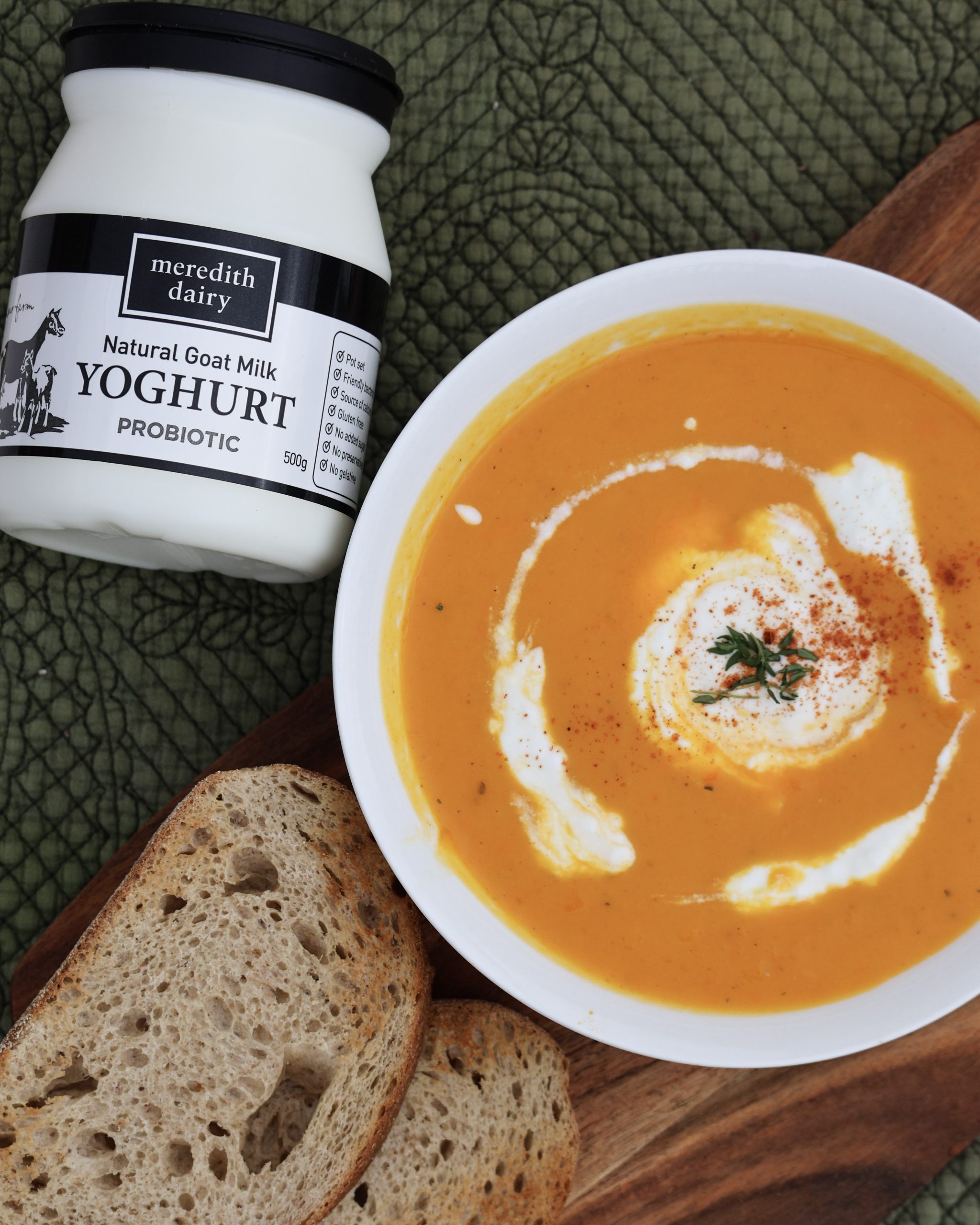 Photo of Pumpkin and Carrot Soup with Goat Milk Yoghurt