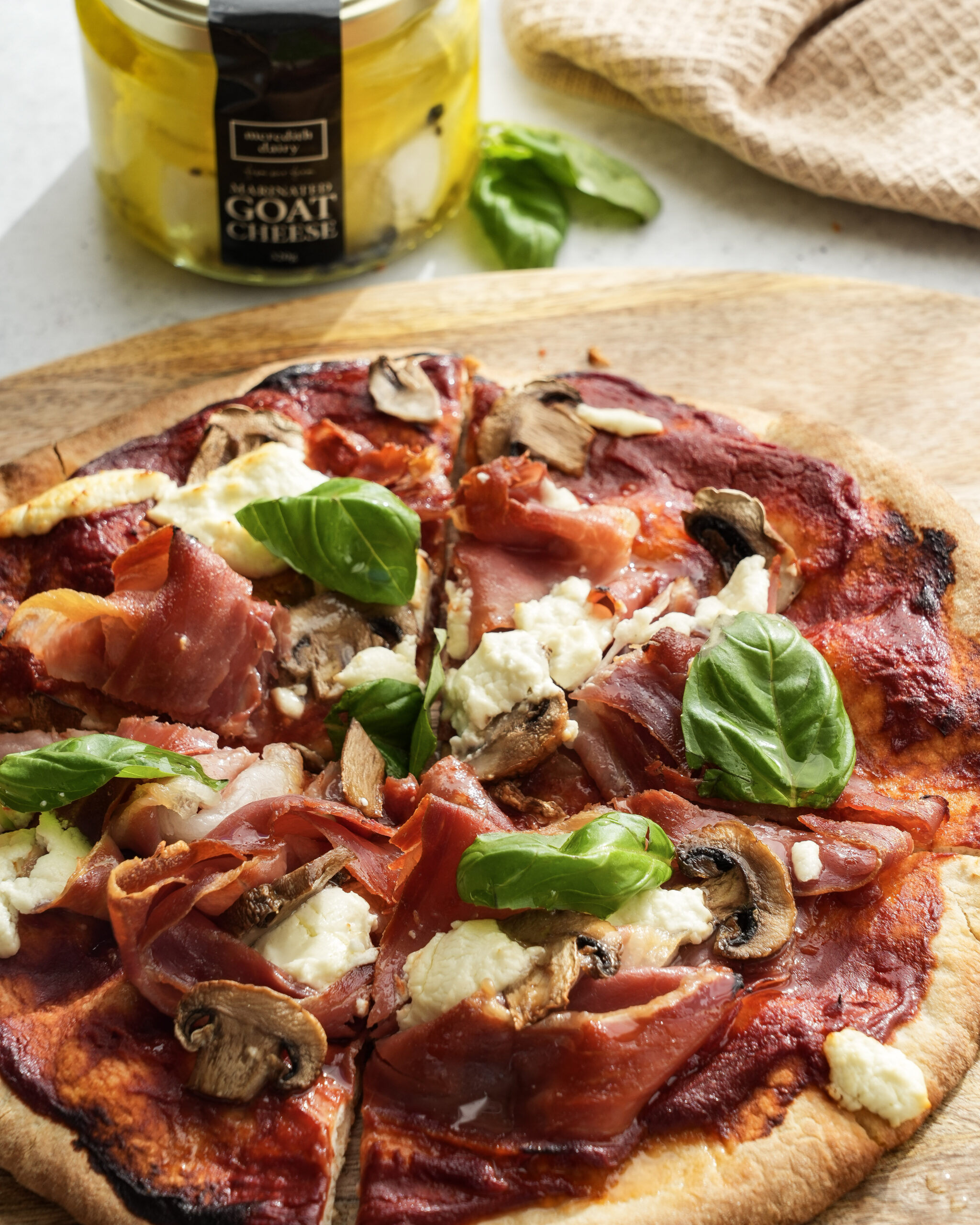 Photo of Prosciutto, Mushroom and Goat Cheese Pizza